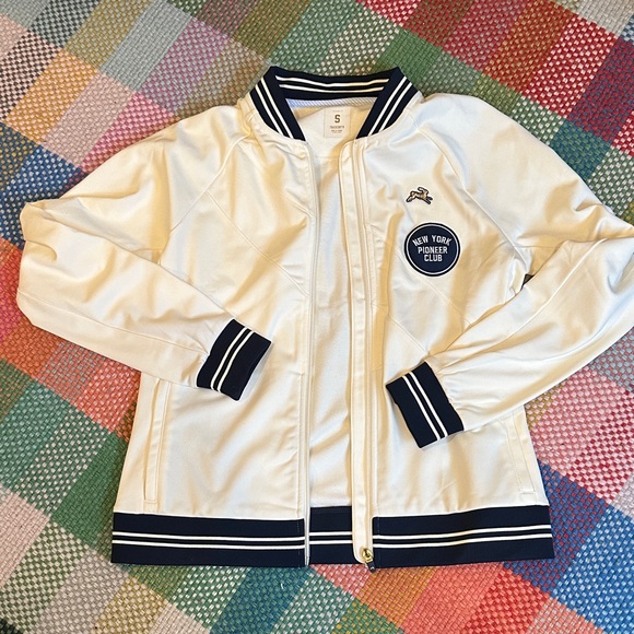 Tracksmith White and Navy Track Jacket